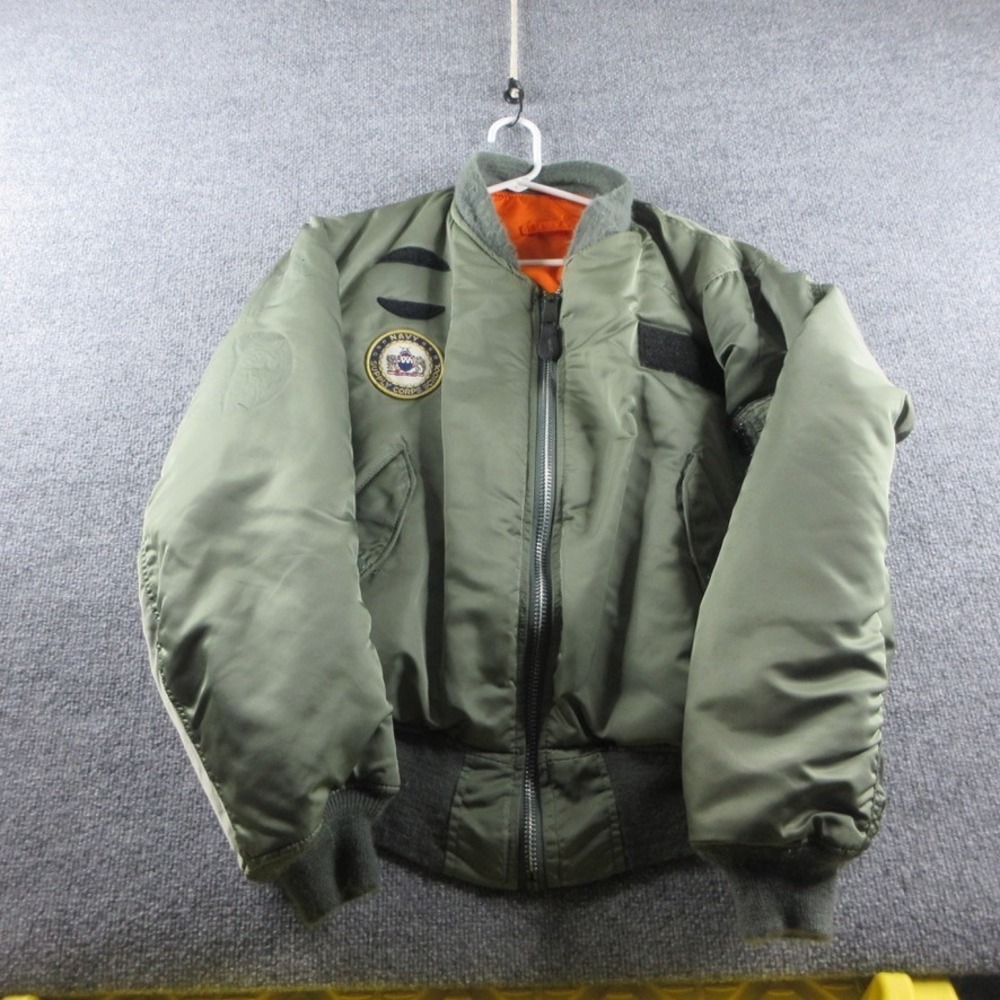 VINTAGE Alpha Industries MA-1 Jacket Mens Medium Green Bomber Reversible Flight